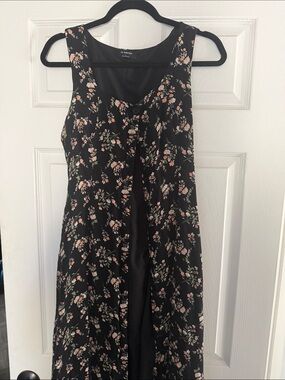 Workshop Republic Clothing Black Maxi Dress with Pink Floral Print